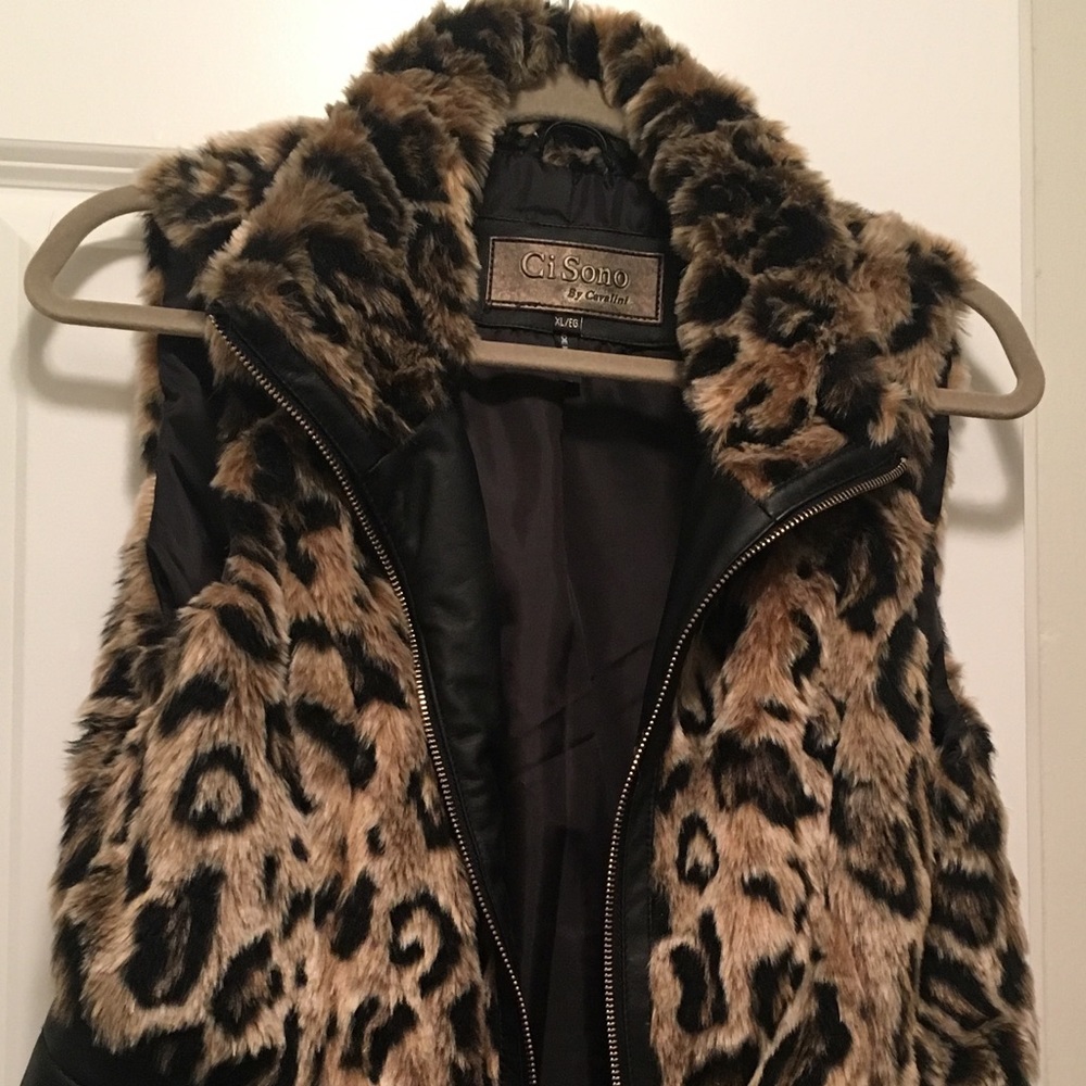 Leopard Vest with Faux Leather Waist